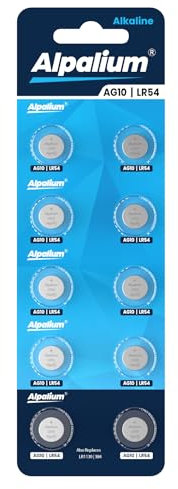 Alpalium AG10 LR54 Alkaline Knopfzelle Batterien 10er Pack - 1.5V Ohne Quecksilber, Premium Qualität & Lange Lagerfähigkeit
