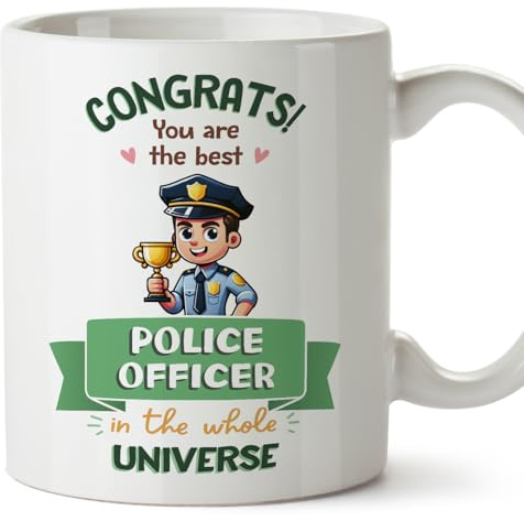 MUGFFINS Police Officer Man Mug - in English - Best in Universe Trophy - Funny Gift for Colleagues - Ceramic 11oz Mug
