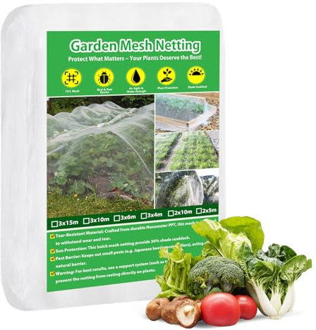 Garden Mesh Netting, 3x6m Ultra Fine Mesh Protection Butterfly Bird Net, Poly Tunnels Row Covers Greenhouse Raised Bed Plant Insect Barrier for Protect Vegetable Fruit Tree Flowers