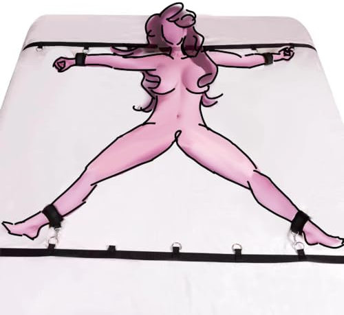 SAUVASFZ BDSM-Bettgurte, Fesseln, Sex-Plüsch-Befestigungen unter der Matratze, Spreizstange für Beine und Hände, Bondage-Fesseln für Kingsize-/Queensize-Betten, Sex-Bondage-Set, Spielzeug, Handschelle