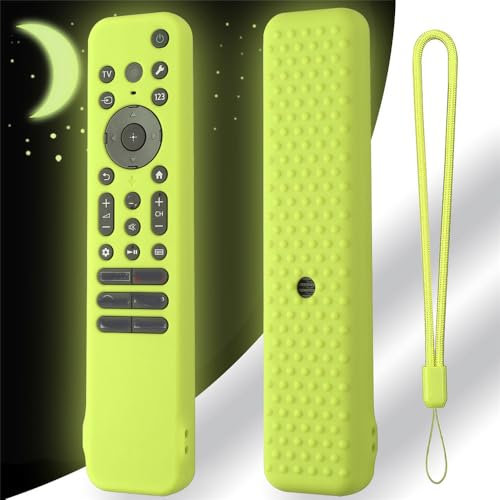 Custodia protettiva in silicone per telecomando Sony RMF-TX810U/RMF-TX811U/RMF-TX910U, antiurto, antiscivolo, con cordino (verde luminoso)