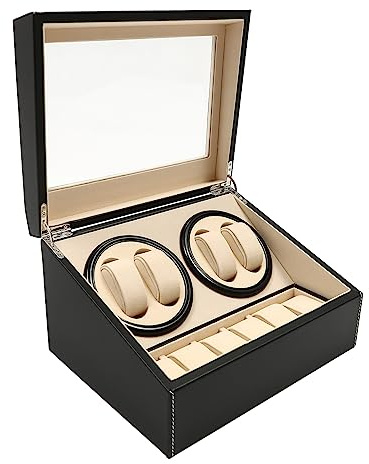 KAUITOPU Uhrenbeweger für Automatikuhren 4 Uhren+6 extra Speicherplätze super leisem Luxuriöser Automatik Uhrenbeweger Watch Winder Uhrendreher
