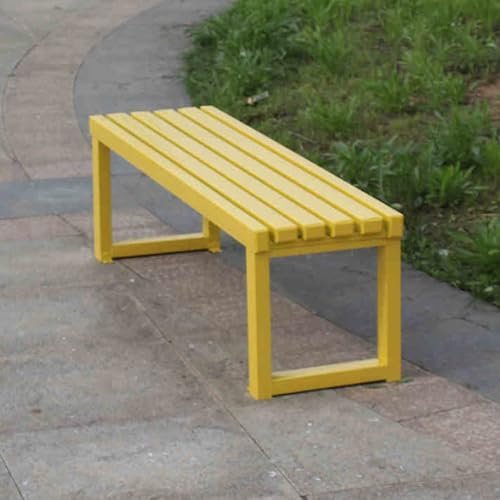 Wetterfeste Gartenbank für den Außenbereich, strapazierfähig, 408 kg, rückenfrei, für Terrasse, Esstisch, perfekt für Veranda, Hof und Park, 100,1 cm, gelbe Bank