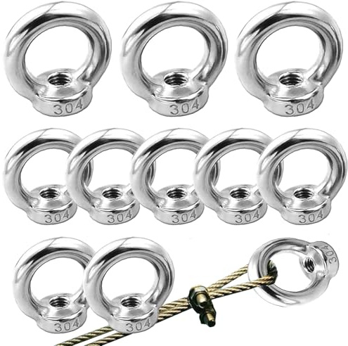 10 Stück Ringösen, M5 Augenmutter, Ringschraube M5, 304 Edelstahl Augenschraube, Ringmutter, Hülsenmutter, 304 Edelstahl Gewinde ösenmutter, Befestigungsschraube Für Seilmontage Hebezubehör