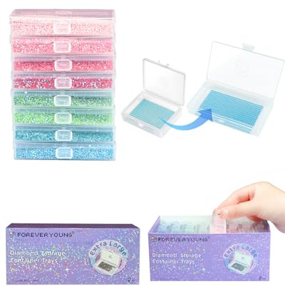 8pcs ForeverYoung Extra Large Diamond Art Storage Containers Tray, Diamond Art Accessories Diamond Painting Trays with Lids, 2-in-1 Diamond Art Trays and Diamond Painting Storage, Purple Box