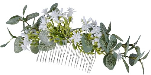 PartyforU Peignes à cheveux faits à la main à fleurs vertes pour femme, peignes à cheveux bohèmes pour mariage, fête prénuptiale, maternité, enterrement de vie de jeune fille, fiançailles
