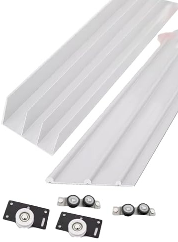 Kit binario for porta scorrevole for 3 ante, programma di binari in alluminio for impieghi gravosi for armadio, guardaroba, scarpiera, divisorio for ambienti, pannelli scorrevoli for mobili.(300cm/118