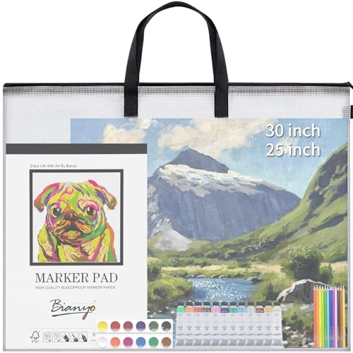 YOPCDJ 30x25 inches Extra-Large Art Portfolio Bag, Portfolio Folder for Artwork with Handle, Zippered Storage Folder for Poster, Scrapbook, Keepsake and Bulletin Board