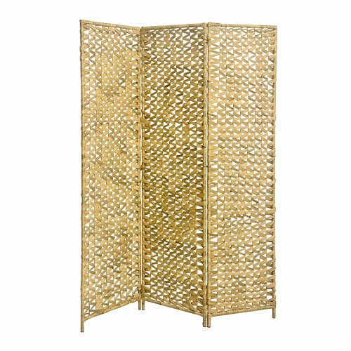 Box and beyond - Paravent für den Innenbereich – 117 x 160 cm – natürliche Wasserhyazinthe – 3 Paneele – durchbrochenes Geflecht – Raumteiler – Schlafzimmer, Wohnzimmer, Büro – Boho-Stil