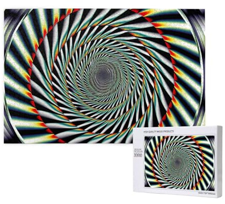 1000 Teile Puzzle mit Aufbewahrungsbox, spiralförmige optische Täuschung, gedrucktes Holzpuzzle 75 x 50 cm, für Erwachsene, Kinder, Familie, Spaß, dekoratives Spiel