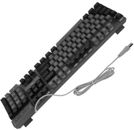 CHICAMPERA 104 Keys Black Abs Gaming Keyboard with Rgb Backlit Lighting | Suspension Folding Back Thickened Key Strength Caps High Plate Support , Wired Model for Computer Use