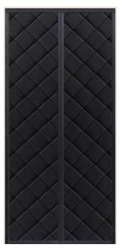 Tenda per porta termica invernale isolante 41,3 x 82,7, copriporta in cotone spesso con paraspifferi, tenda d'ingresso magnetica antivento per casa, animali domestici e bambini(Nero)