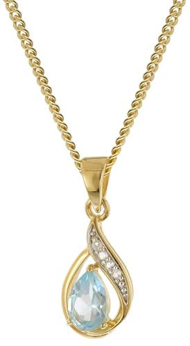 trendor Gold-Anhänger Blautopas 333/8K mit vergoldeter Silberkette elegantes Schmuckstück für Damen, zauberhafte Geschenkidee, 21186-45 45 cm