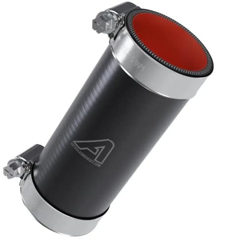 Black 63mm (2 1/2) ID x 50mm Long Silicone Rubber Oil & Fuel Hose Joiner with Hose Clips