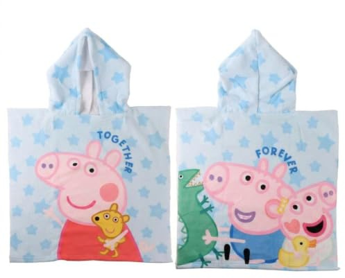 Peppa Pig Poncho für Jungen und Mädchen – Peppa Pig Kinderponcho mit Kapuze und schnelltrocknend, Kinderponcho-Handtuch, Strand, Pool und Sommer, leichtes und saugfähiges Kinderbadetuch