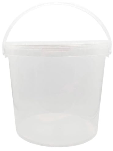 AC - Cubo Transparente de Plástico con Tapa y asa - Apto para Uso alimentario - Fabricado en España - 20 litros