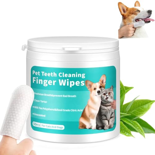 magimagi Dog Teeth Cleaning Products, 50PCS Dog Dental Wipes, Gentle Dog & Cat Teeth Cleaning Finger Wipes, Natural Pets Oral Care, Soft Disposable