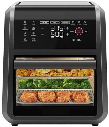 Forno friggitrice ad aria 5 in 1 da 12 litri con timer digitale, touchscreen e 12 preimpostazioni for pasti di tutta la famiglia