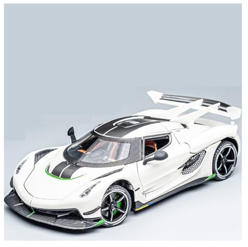 ONAIC Maßstabsmodelle Modellauto 1:24 Für Koenigsegg Für Jesko Modellauto Aus Metallguss Mit Rückziehmechanismus Sammlerauto(Weiß)