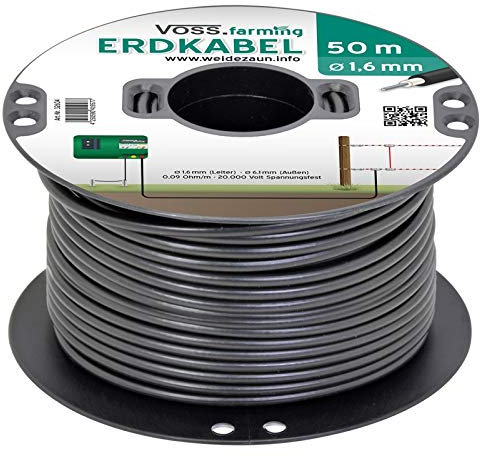 Câble haute tension enterrable pour clôture électrique, 50 m, Âme de fil en acier Ø 1,6 mm, extra flexible