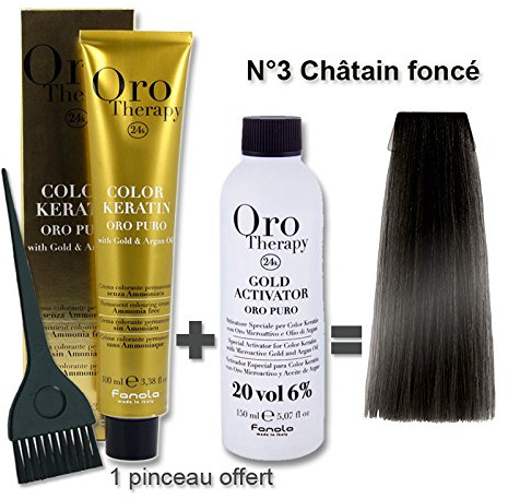 Set Haartönung 100 ml Oro Therapy Dunkles Kastanienbraun 3/+ Oxidation 20 Volumes 150 ml
