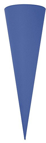 Rayher 7134109 Schultüte, aus Pappe zum Basteln und Selbstgestalten, Rohling ohne Verschluss für Zuckertüte, rund, blau, 70 cm