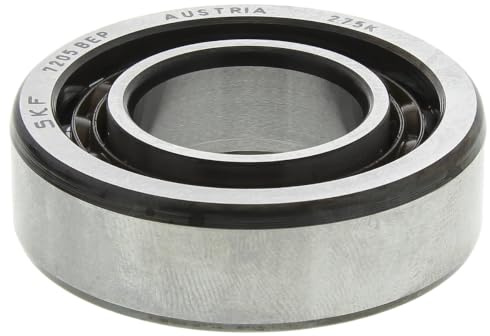 SKF 7205 BEP Light Series Angular Contact Ball Bearing, ABEC 1 Precision, 40° Contact Angle, Maximum Capacity, Open, Polyamide/Nylon Cage, Normal Clearance, 25mm Bore, 52mm OD, 15mm Width
