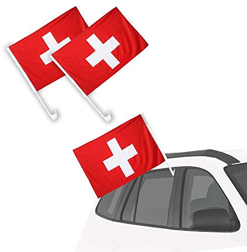 Mianova Fanartikel Autofahne für Fussball WM & EM 2 Stück - Schweiz