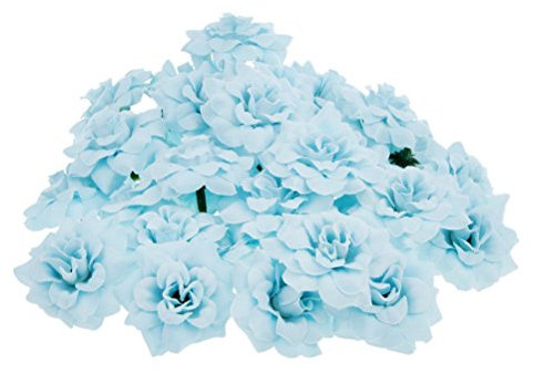 ULTNICE 50 Stück Blumenköpfe Künstliche Blume Köpfe Stapelia Köpfe Rose Kopf für Hausgarten Hochzeit Geburtstag Party Dekoration, Hellblau