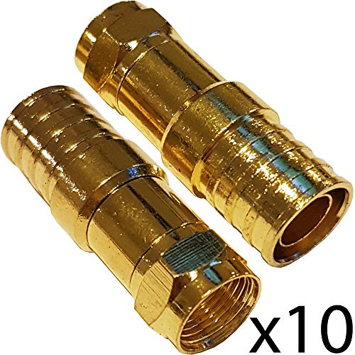 Loops 10x PRO Outdoor CT125 / WF125 F-Type Male Hex Crimp Connector Plug - Thick Coax Cable