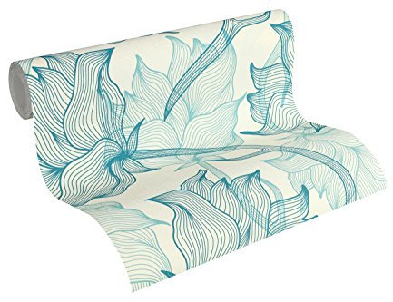 Lars Contzen Vliestapete Artist Edition No. 1 Tapete Dried Flowers Designertapete 10,05 m x 0,53 m blau creme Made in Germany 340895 34089-5