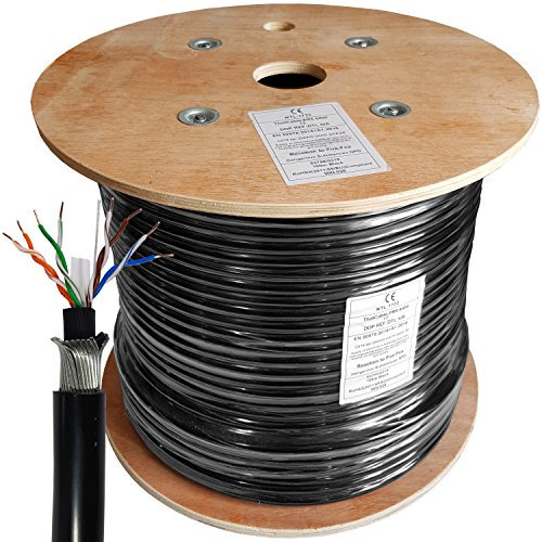 Loops CAT6 SWA Steel Wire Armoured UTP Cable – Direct Burial Outdoor/Underground HDPE – 23 AWG Pure Copper Solid Core External Ethernet Data Reel/Drum – POE PE RJ45 LSZH