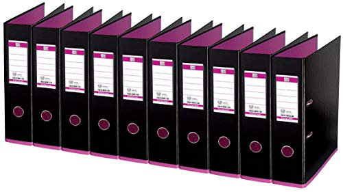 Oxford Ordner A4, myColour, 8 cm breit, zweifarbig schwarz und pink, 10 Stück