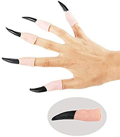 Frmarche Halloween Dekoration Latex fingernägel Hexennägel Halloween Party Cosplay Kostüm Nägel 10PCS (Schwarz)