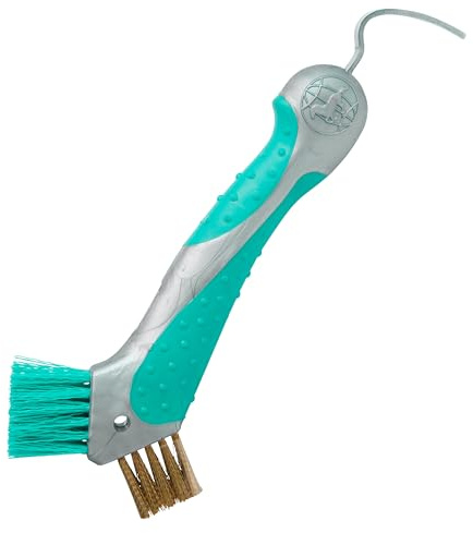 Imperial Riding IRH Scraper, Robust Hoof Pick, Metal Brush Cleaner with Ergonomic Handle, Hoof Scraper with Patented Design & Glamour Look, Jade