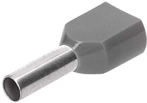 Cembre PKT412 100x Puntalini Doppi Isolati - 2 x 4 mm² - Grigio, 12 mm | Boccole a crimpare in rame stagnato per cavi elettrici. Qualità industriale per impianti sicuri in casa e automotive.