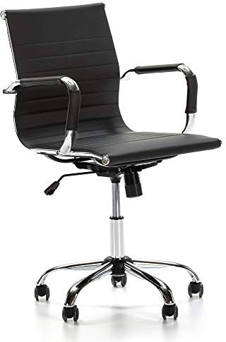 VS Venta-stock Croma Schreibtischstuhl Schwarz, Wippfunktion & Armlehne - Ergonomic, höhenverstellbar