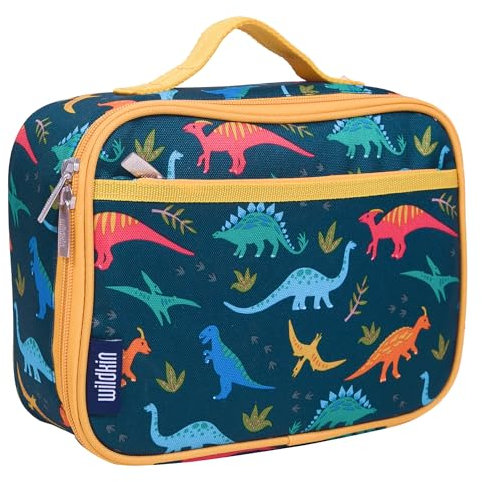 Wildkin Kids Insulated Lunch Box Bag for Boys and Girls, Perfect Size for Packing Hot or Cold Snacks for School and Travel, Measures x 7 x Inches, BPA-Free, Olive Kids (Jurassic Dinosaurs)