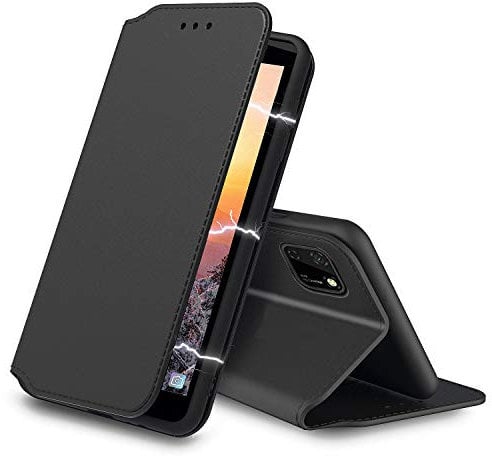 AURSTORE Etui Coque pour Huawei Y5P 2020,Plusieurs Couleurs Disponible Protection Etui Housse Premium en Cuir PU,Fermeture Magnétique pour Huawei Y5p 2020 (5,45 Pouces) (Slim Noir)