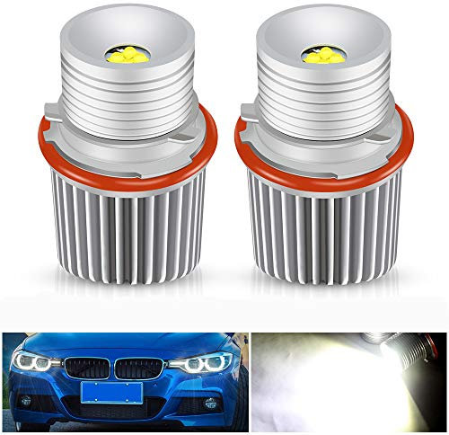 Biqing 40W LED Faros Angel Eyes para Coche, LED Angel Eyes Kit de Conversión Halógena Canbus Faros Delanteros Halo Ring Marker Bombillas 6000K Xenon Blanco para E39 E53 E60 E61 E64 E65 E66 E87