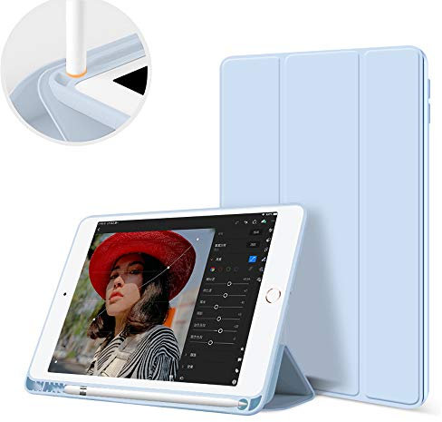Aoub iPad Air 3. Generation 10,5 Hülle 2019 mit Stifthalter Dünn Leicht Smart Schutzhülle Standabdeckung Auto Aufwachen/Schlafen für iPad air 3 10,5 Zoll Modell A2123/A2152/A2153/,Hellblau