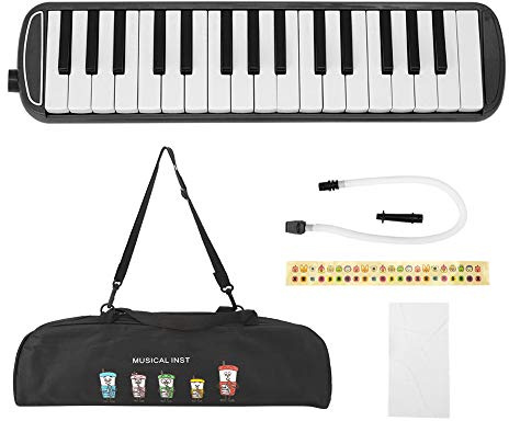 32 Tasten Melodica im Klavierstil Melodica Long Tube Melodica mit Tragetasche für Kinder Anfänger für Erwachsene(Schwarz)