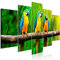 decomonkey Bilder Tiere Papageien Abstrakt 200x100 cm XXL 5 Teilig Leinwandbilder Bild auf Leinwand Wandbild Kunstdruck Wanddeko Wand Wohnzimmer Wanddekoration Deko Pflanzen Natur