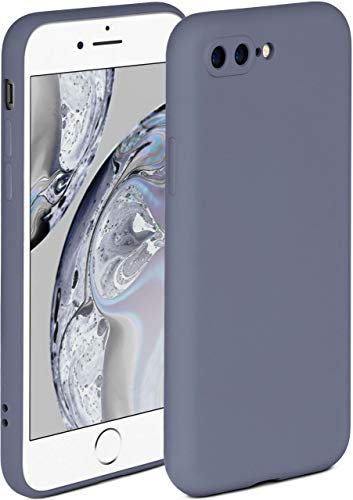 ONEFLOW Soft Case für iPhone 7 Plus/iPhone 8 Plus Hülle aus Silikon mit Kameraschutz, Silikonhülle mit erhöhtem Schutz fürs Display, Backcover Schutzhülle, weiche Handyhülle, Blau Grau