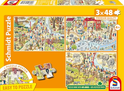 Schmidt 56582 Spaß im Zoo Kinderpuzzle, 3x48 Teile