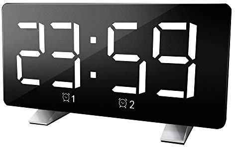 DollaTek Polyphonic Doppelwecker LED Großbildanzeige Elektronische Uhr - weißes Wort