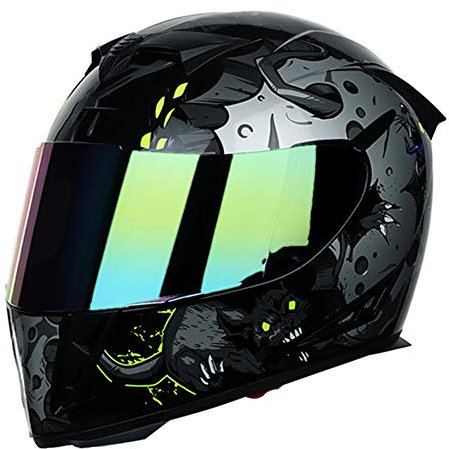 GAOZHE Casque de Moto intégral approuvé par Le Dot Moto cyclomoteur Casque de Course de vélo de Rue pour Adultes, Jeunes Hommes et Femmes-Noir Mat (lentille teintée)