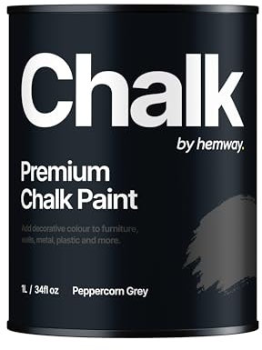 Hemway - Premium Chalk Paint - Peppercorn Grey 1 L | Chalky Matt Shabby Chic Finish for Interior Furniture & Walls | Quick Dry & 1 Coat
