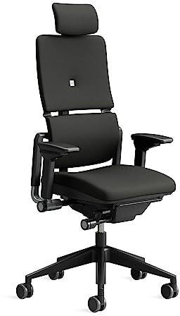 Steelcase Please Ergonomischer Bürodrehstuhl mit höhenverstellbarer Lumbalstütze für Unterstützung den ganzen Tag über, anpassbare Kopfstütze Onyx Schwarz, 66 x 64 x 118