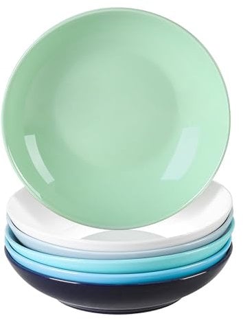 LOVECASA Dinner Service Porcelain, Sweet Soup Plates, Set of 6, Deep Plates Set, Pasta Plates 550 ml, 21 x 21 x H 4.5 cm